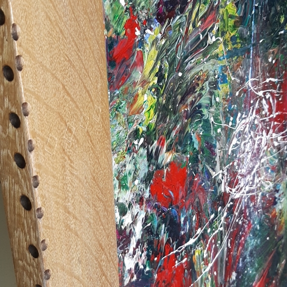 Riopelle style oil painting with wooden frame - Picture 3 of 6